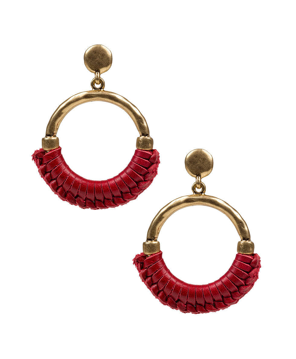 Margaux Doorknocker Earrings - Wrapped Leather - black - by Patricia Nash - View 4 of 16