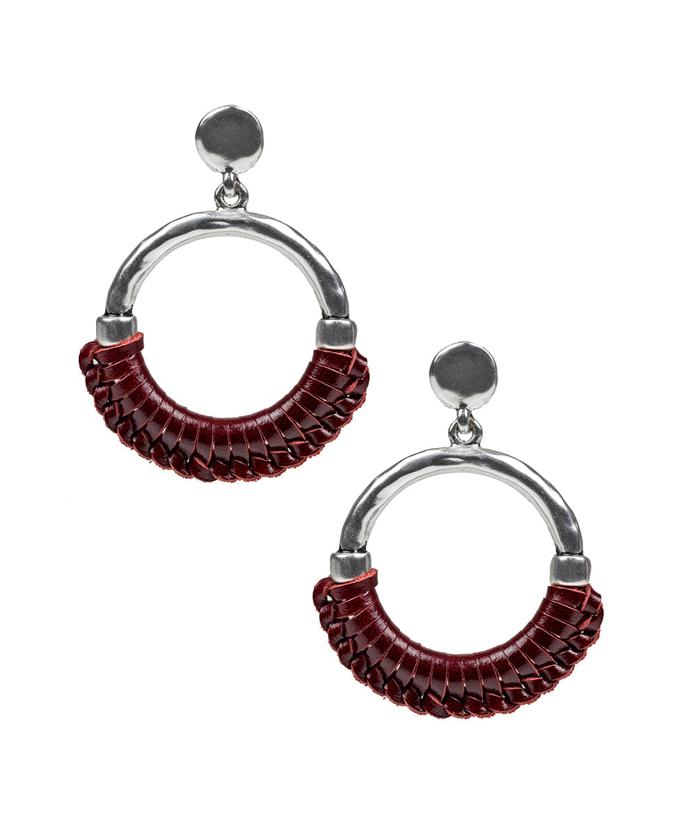 Margaux Doorknocker Earrings - Wrapped Leather - black - by Patricia Nash - View 7 of 16