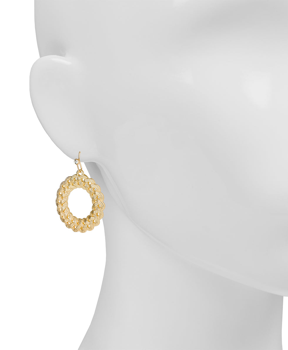 Female - Rope Ring Dangle Earrings - Aegean Sea - matte gold - by Patricia Nash - View 2 of 2