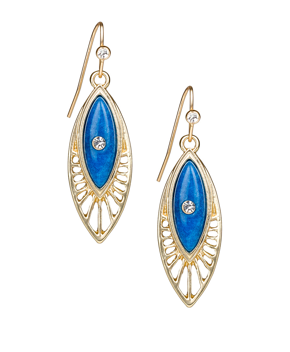Female - Evil Eye Dangle Earrings - Good Luck Charm - matte gold - by Patricia Nash - View 1 of 2