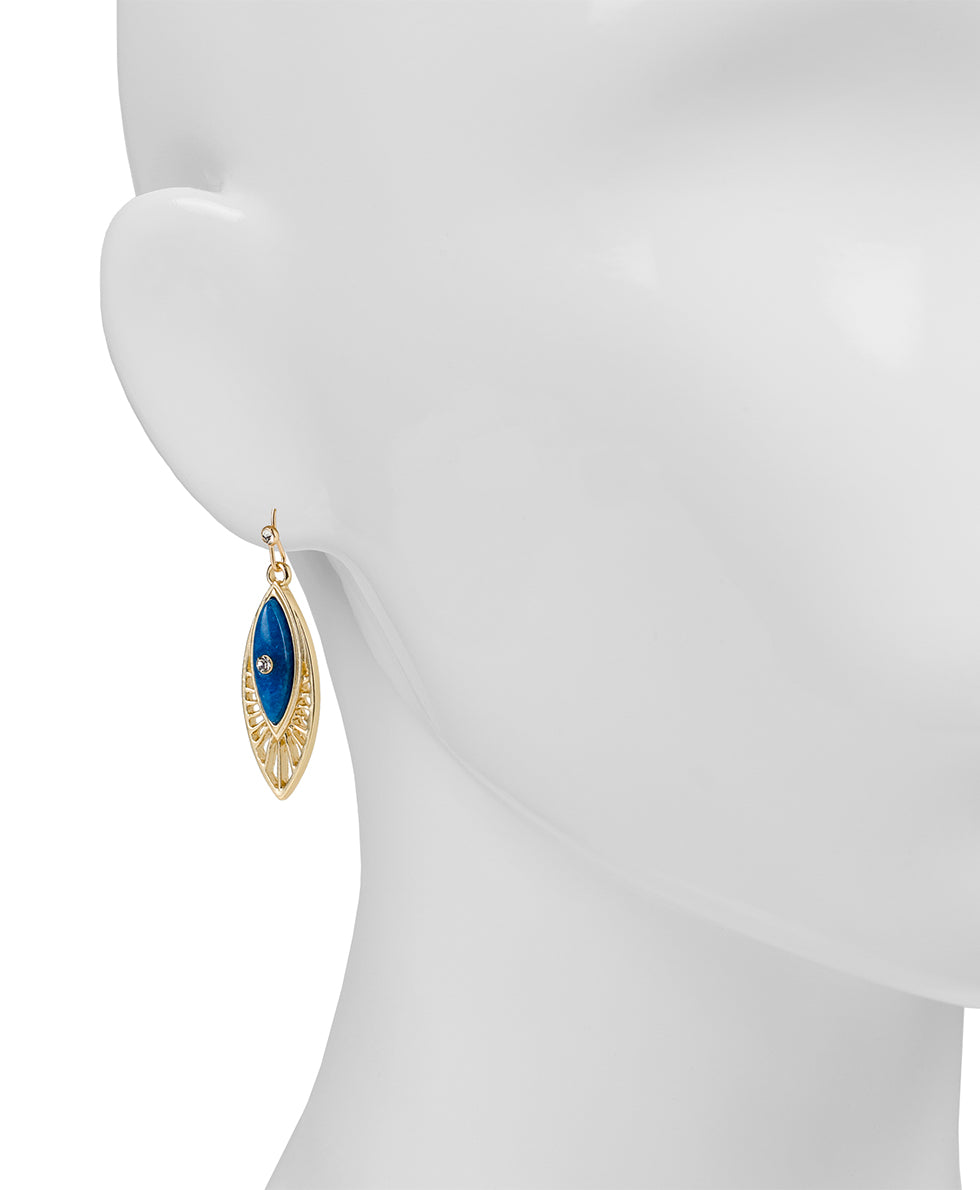 Female - Evil Eye Dangle Earrings - Good Luck Charm - matte gold - by Patricia Nash - View 2 of 2