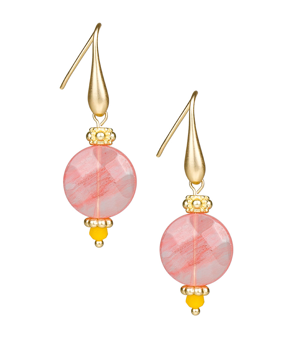 Female - Bead Drop Round Earrings - Eclectic Bead - pink - by Patricia Nash - View 1 of 2