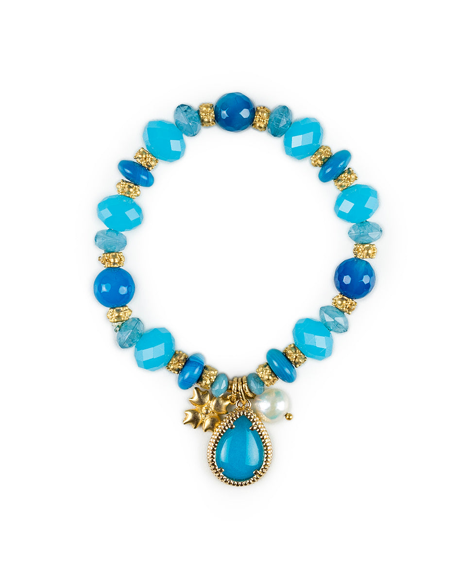 Female - Stretch with Tear Drop Bracelet- Eclectic Bead - blue - by Patricia Nash - View 1 of 3