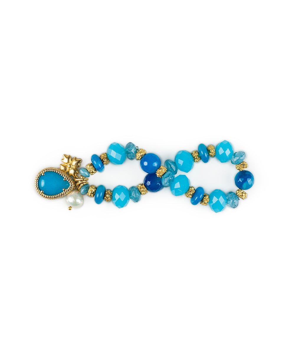 Female - Stretch with Tear Drop Bracelet- Eclectic Bead - blue - by Patricia Nash - View 2 of 3