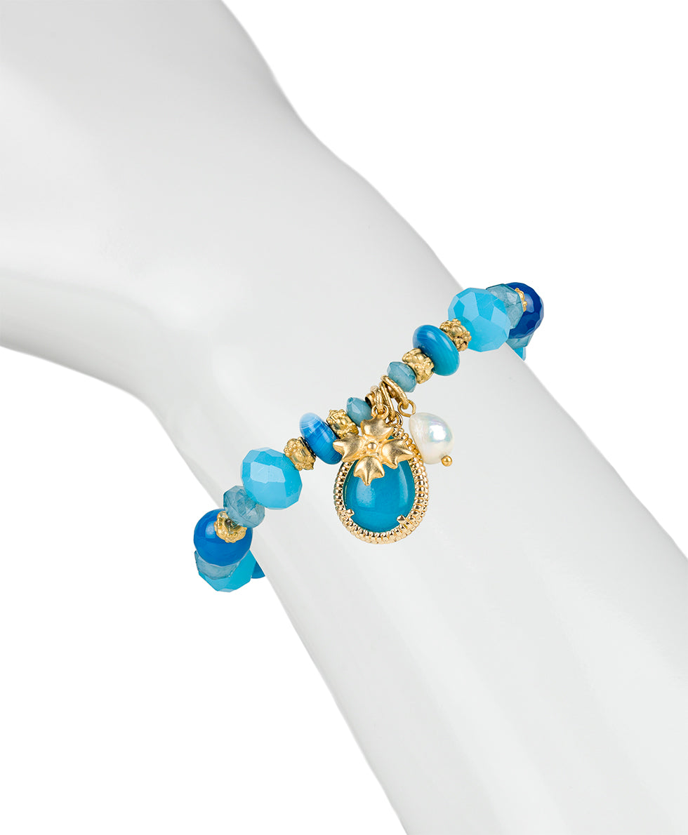 Female - Stretch with Tear Drop Bracelet- Eclectic Bead - blue - by Patricia Nash - View 3 of 3