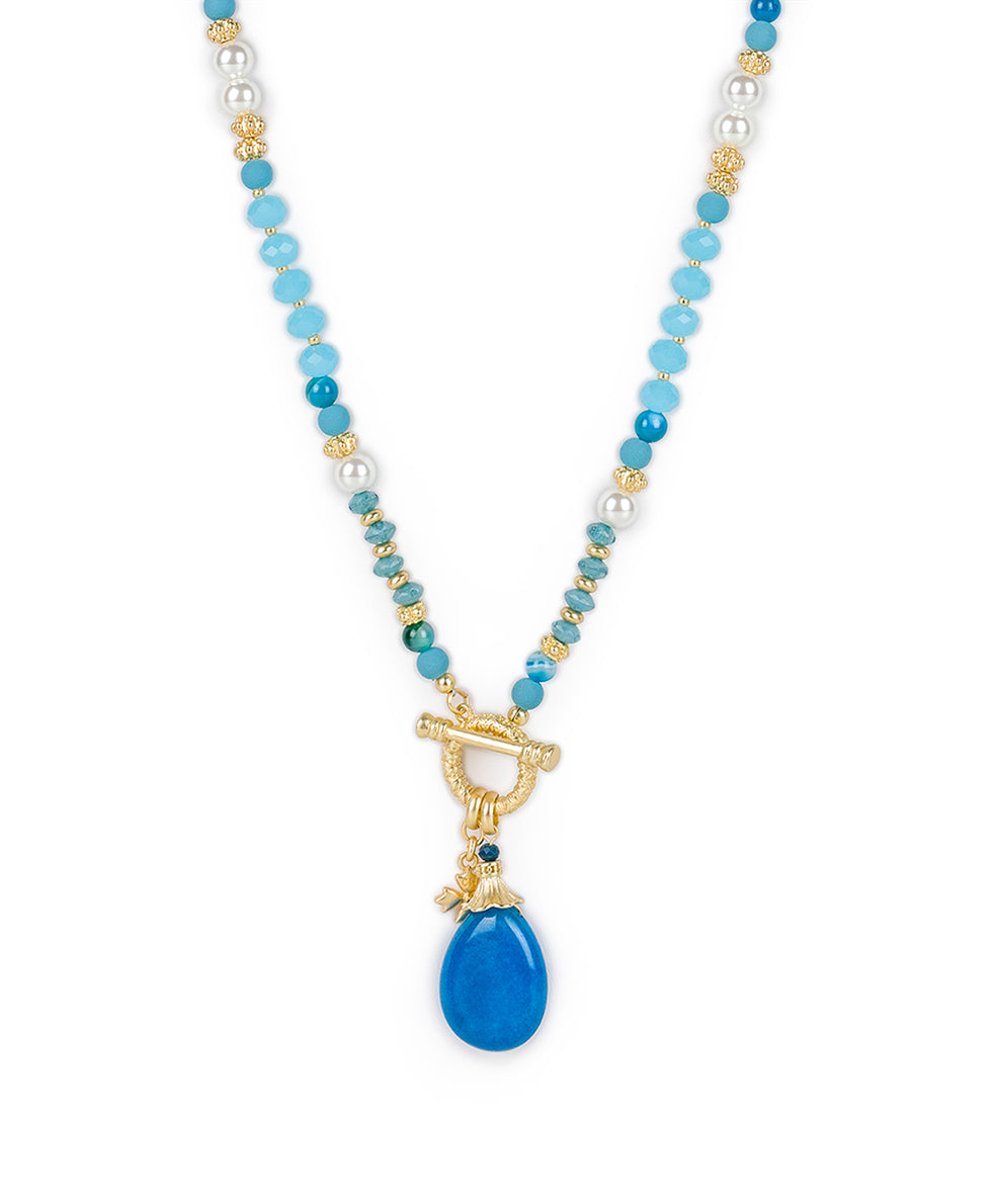 Female - Convertible Bead Necklace - Eclectic Bead — Blue and White - blue / white - by Patricia Nash - View 1 of 5