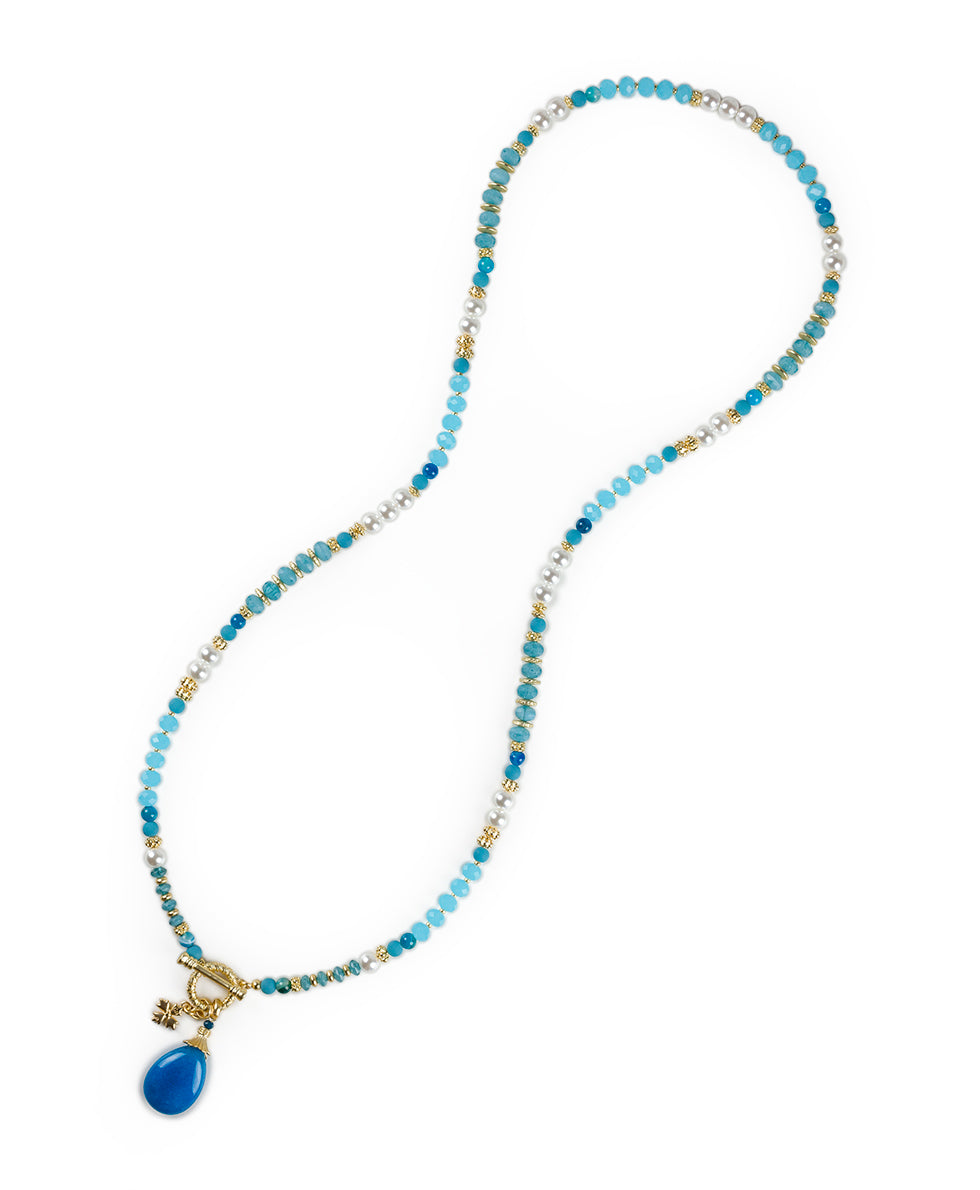 Female - Convertible Bead Necklace - Eclectic Bead — Blue and White - blue / white - by Patricia Nash - View 2 of 5