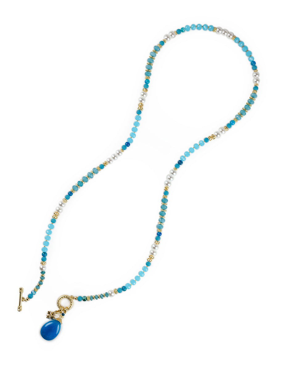 Female - Convertible Bead Necklace - Eclectic Bead — Blue and White - blue / white - by Patricia Nash - View 3 of 5