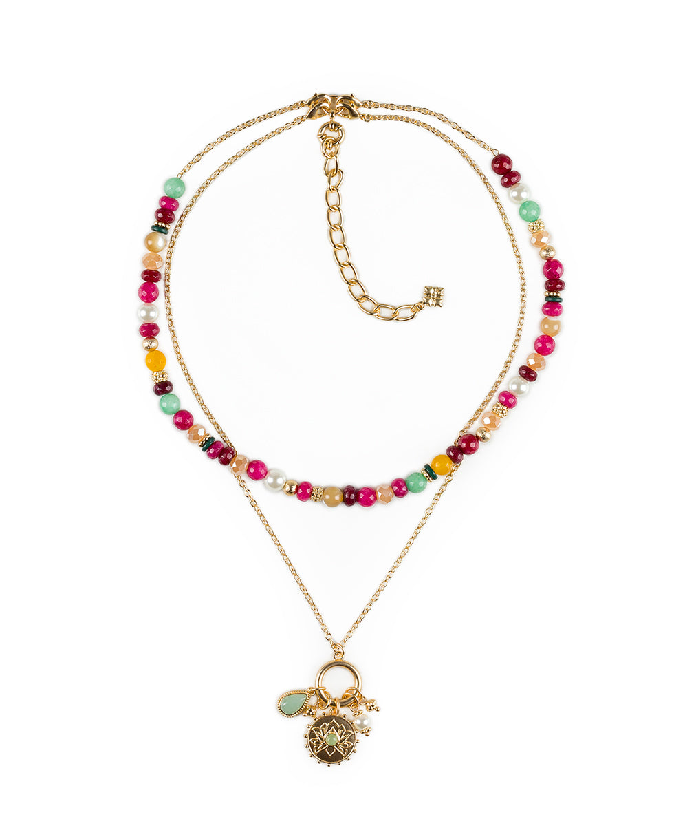 Female - Convertible Chain Necklace - Eclectic Bead — Pink - pink - by Patricia Nash - View 2 of 4
