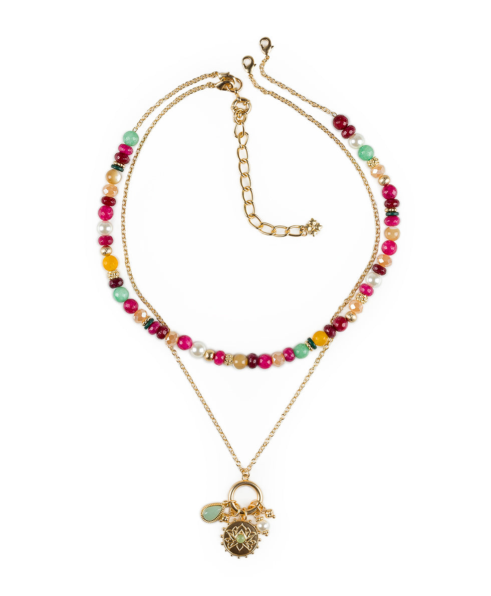 Female - Convertible Chain Necklace - Eclectic Bead — Pink - pink - by Patricia Nash - View 3 of 4