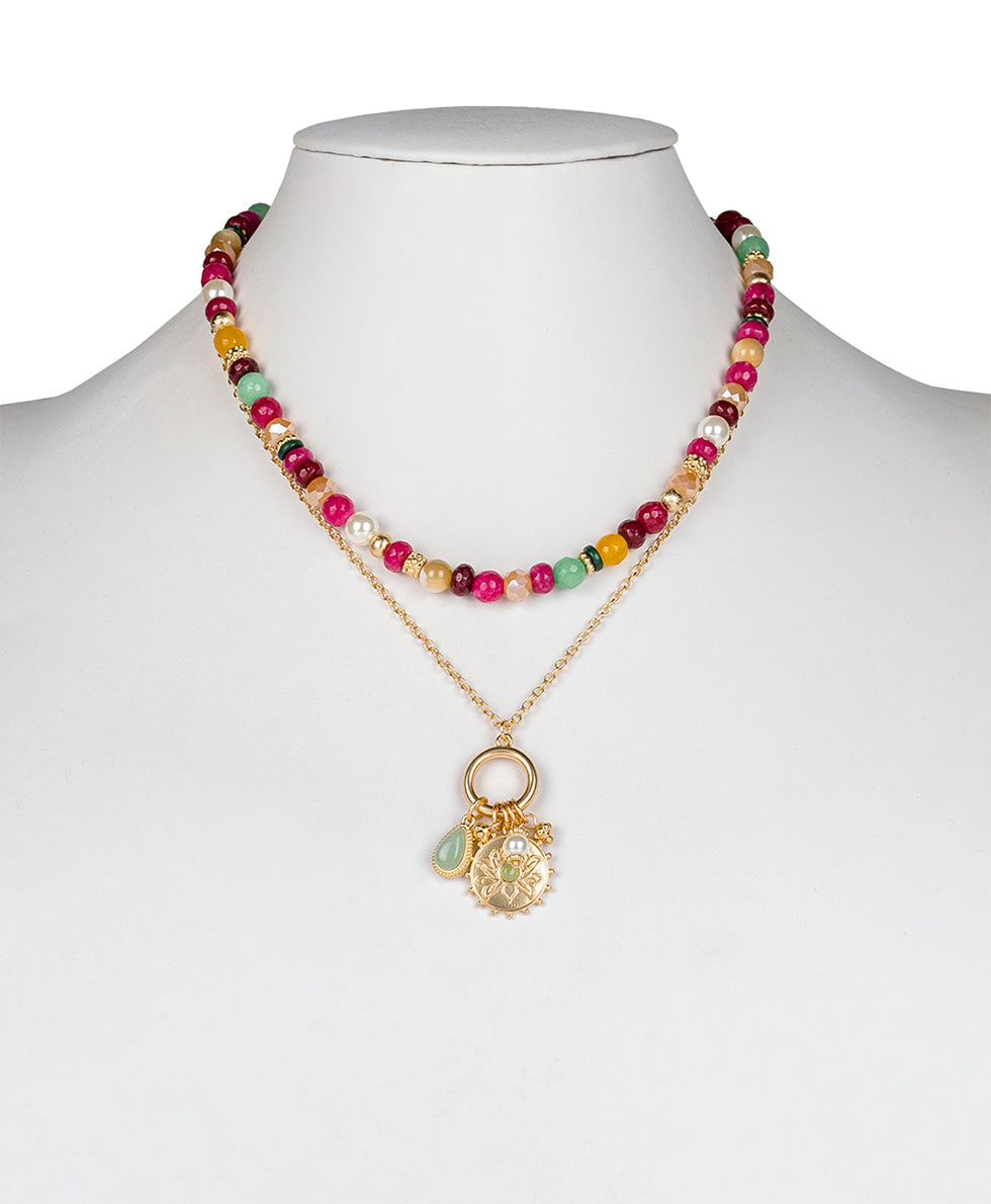 Female - Convertible Chain Necklace - Eclectic Bead — Pink - pink - by Patricia Nash - View 4 of 4