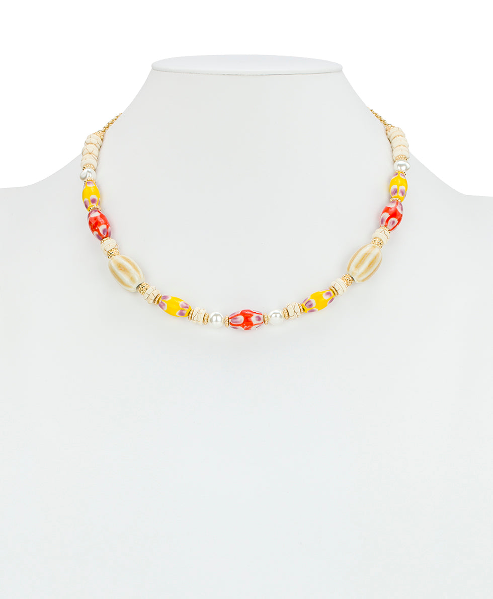 Female - Two Strand Modular Necklace - Ceramic Bead - matte gold - by Patricia Nash - View 4 of 5