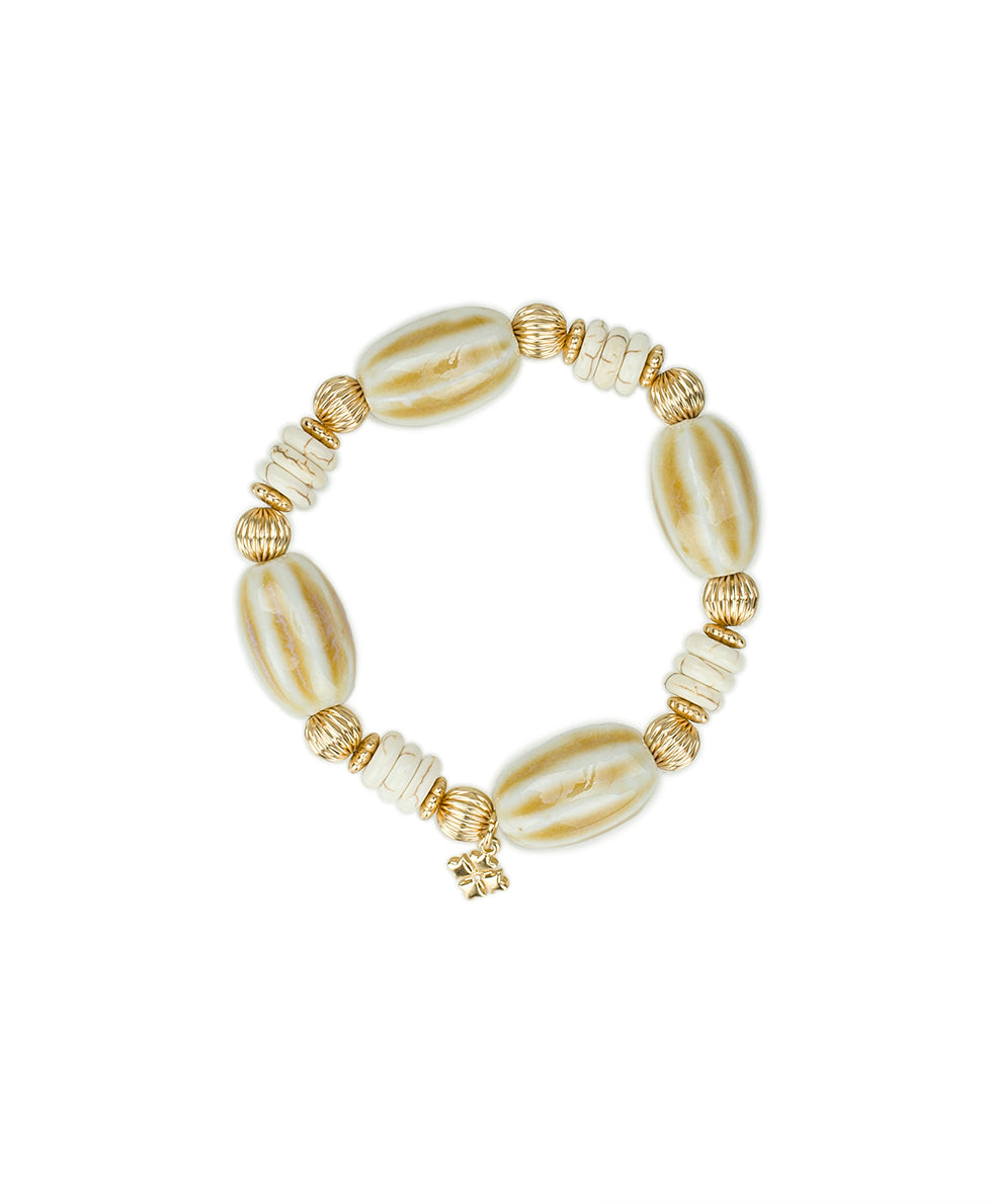 Female - White Textured Bead Stretch Bracelet - Ceramic Bead - default title - by Patricia Nash - View 1 of 3