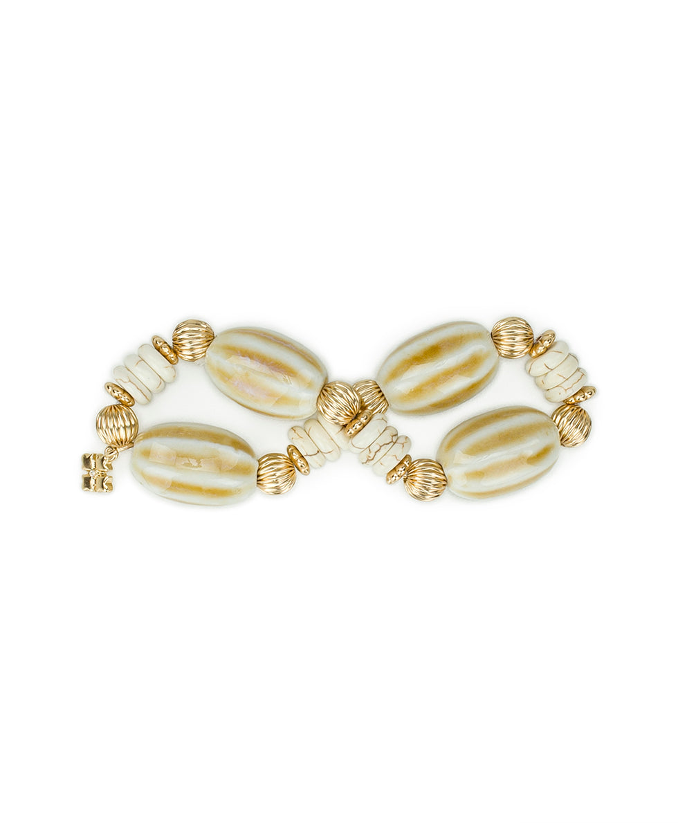 Female - White Textured Bead Stretch Bracelet - Ceramic Bead - default title - by Patricia Nash - View 2 of 3