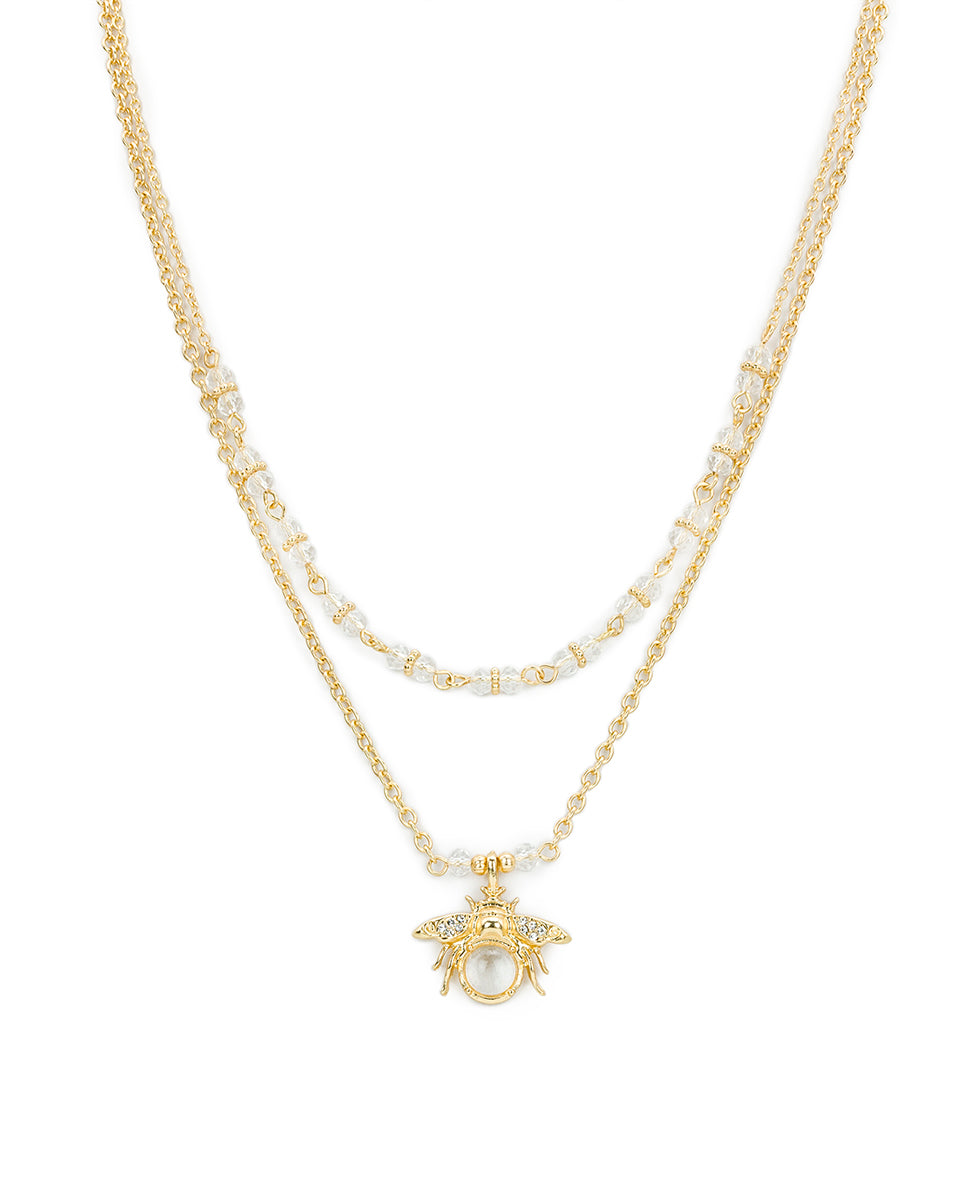 Female - Double Strand Short Necklace - Summer Bees - matte gold - by Patricia Nash - View 1 of 3