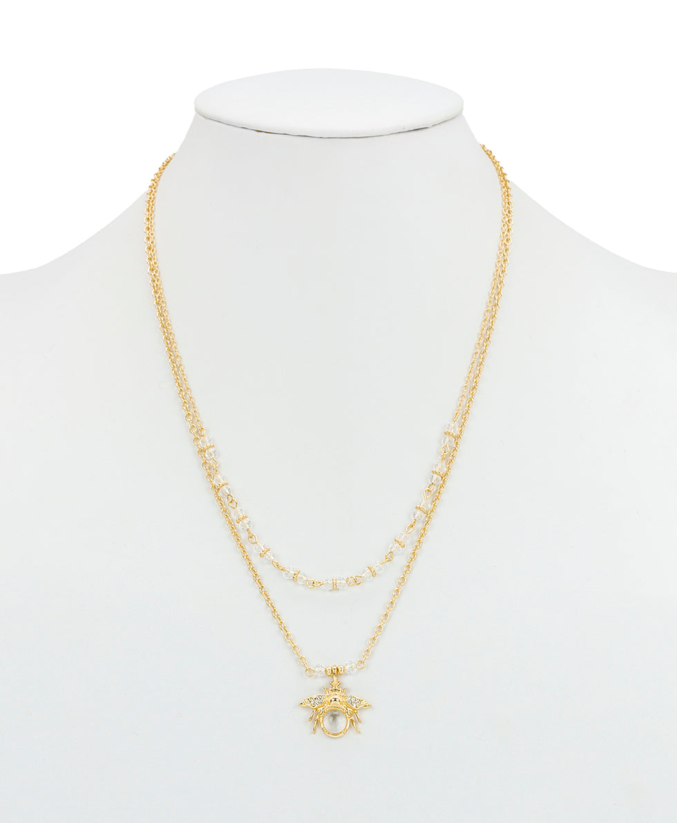 Female - Double Strand Short Necklace - Summer Bees - matte gold - by Patricia Nash - View 3 of 3