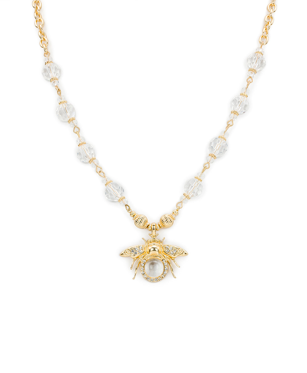 Female - Short Necklace - Summer Bees - matte gold - by Patricia Nash - View 1 of 3
