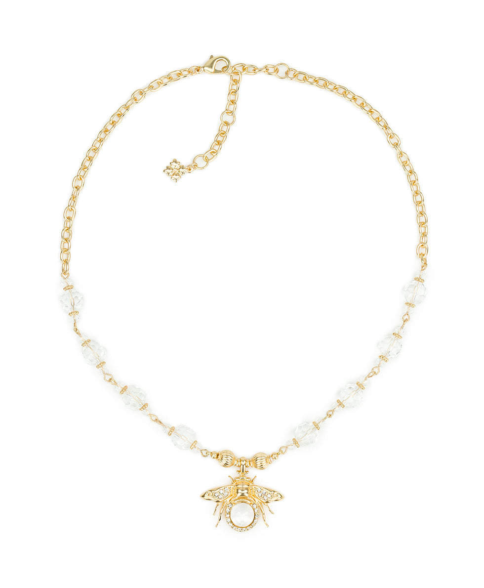 Female - Short Necklace - Summer Bees - matte gold - by Patricia Nash - View 2 of 3