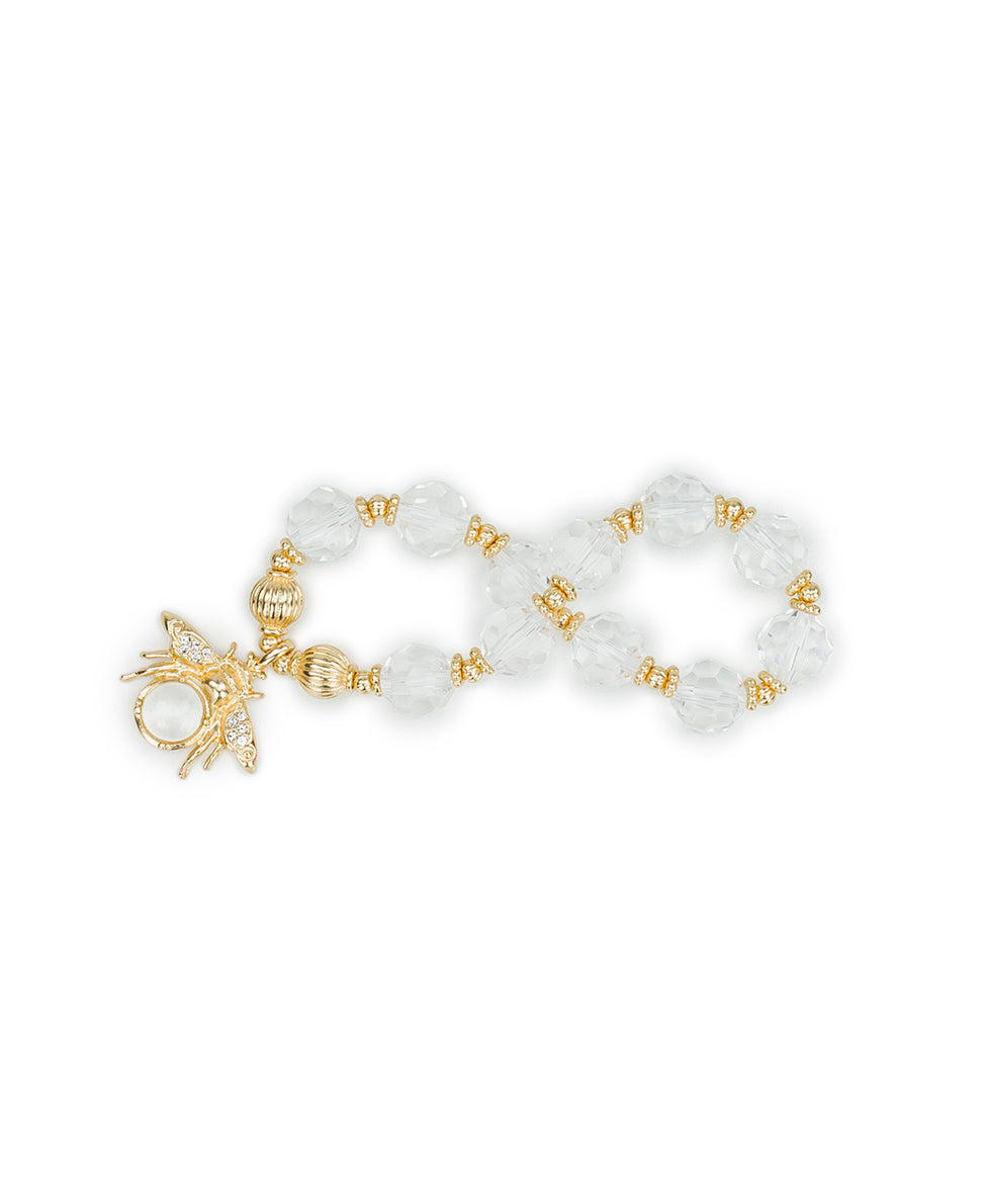 Female - Bee Stretch Bracelet - Summer Bees - matte gold - by Patricia Nash - View 2 of 3