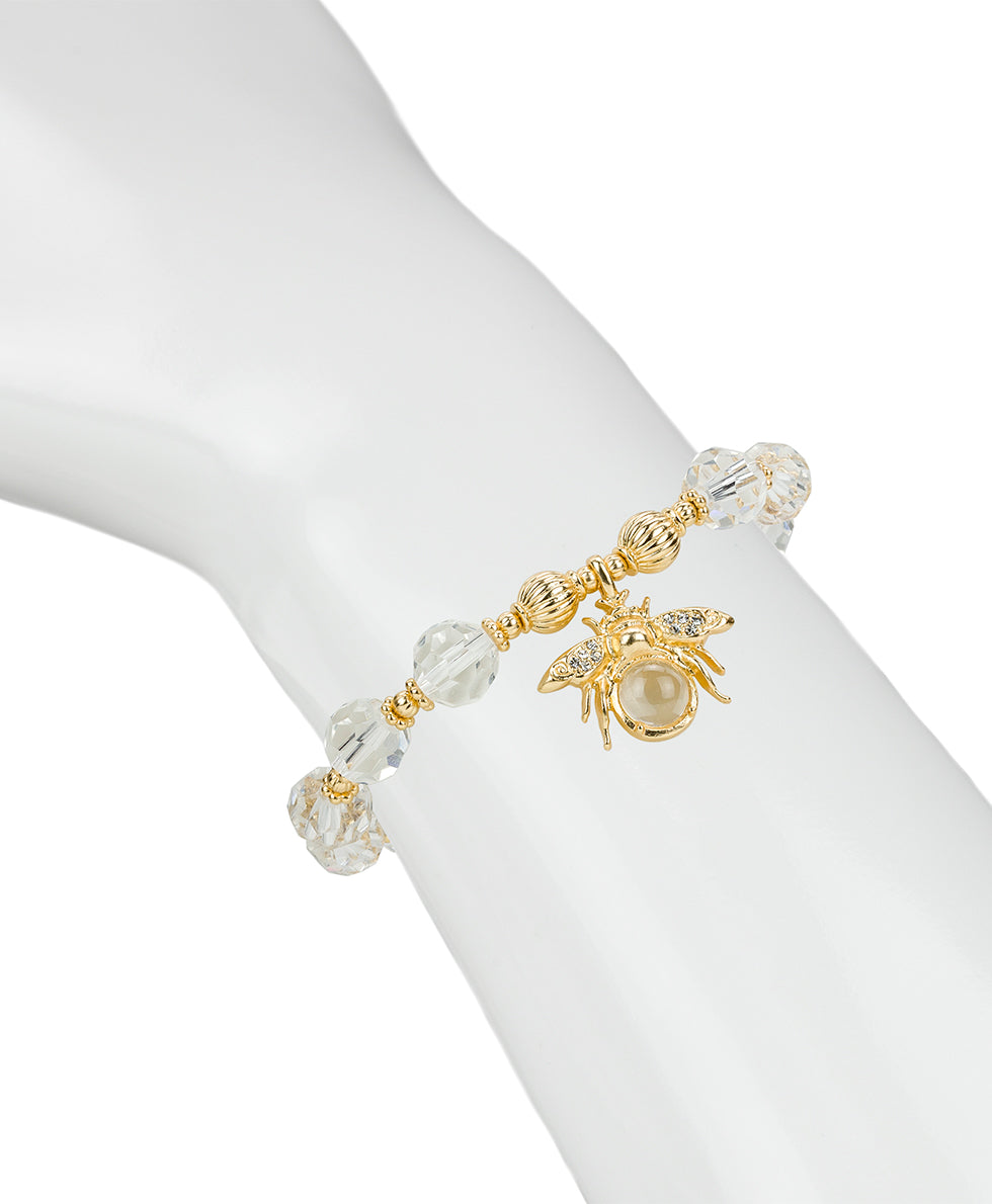 Female - Bee Stretch Bracelet - Summer Bees - matte gold - by Patricia Nash - View 3 of 3
