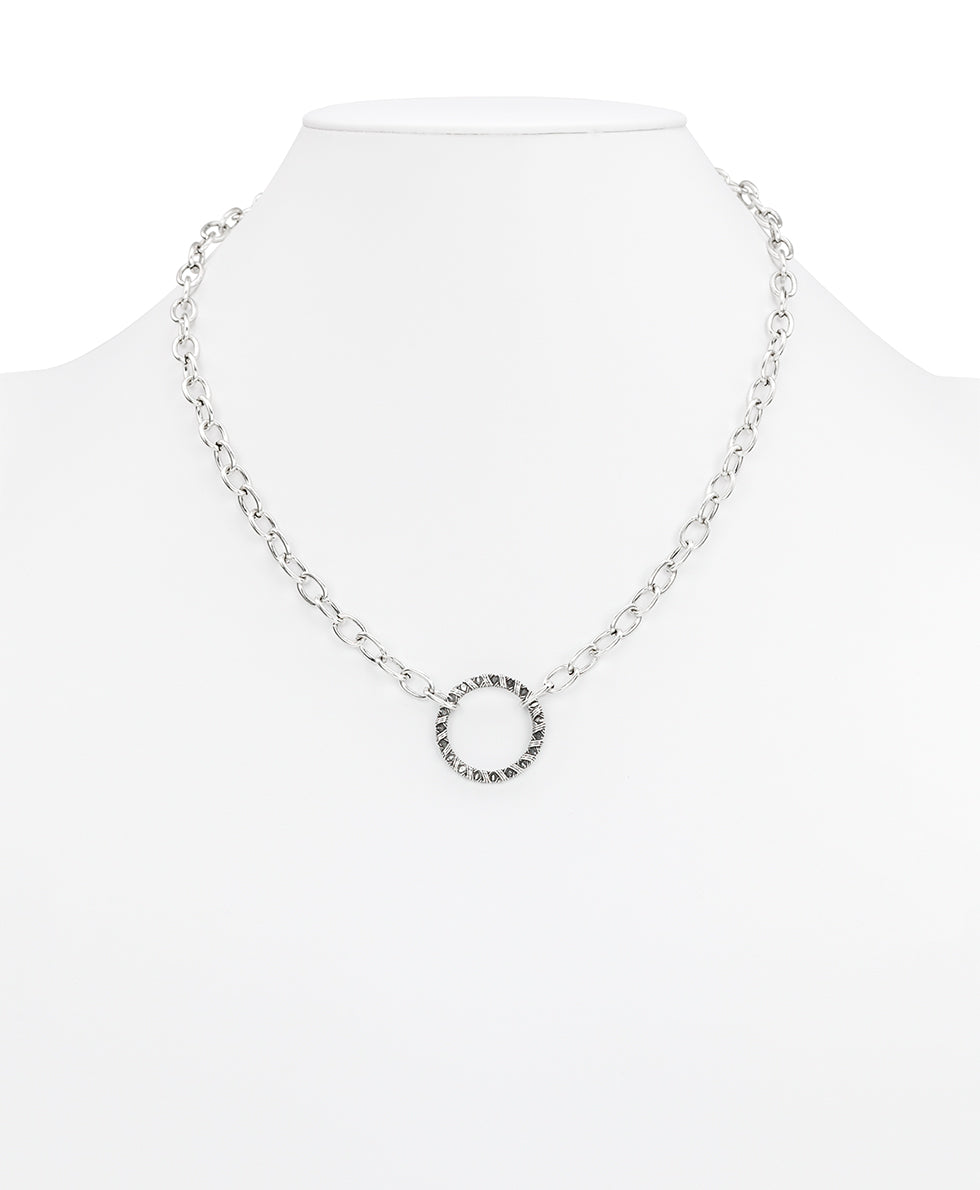 Female - Large Ring Necklace - Woven Metal - antique gold - by Patricia Nash - View 2 of 6