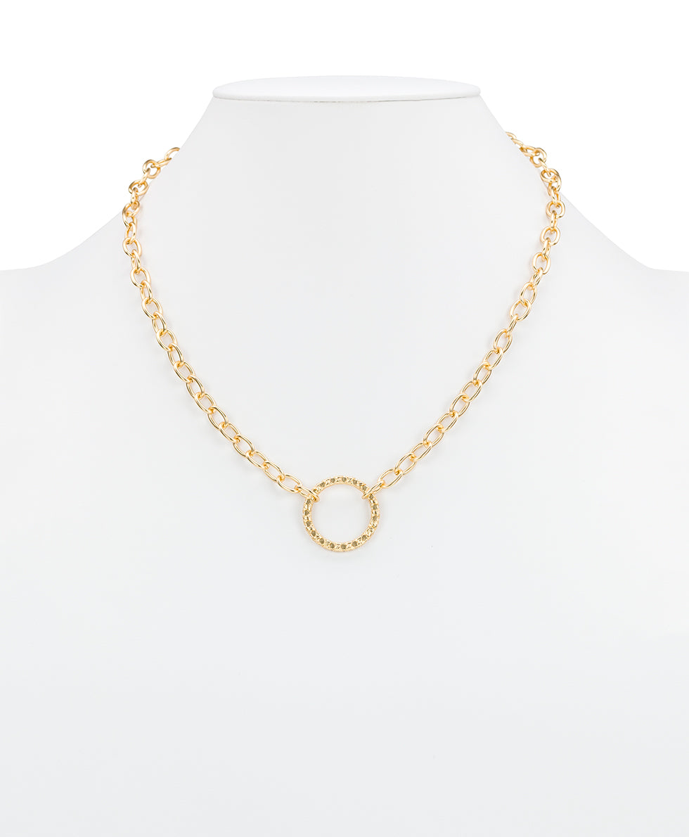 Female - Large Ring Necklace - Woven Metal - antique gold - by Patricia Nash - View 4 of 6