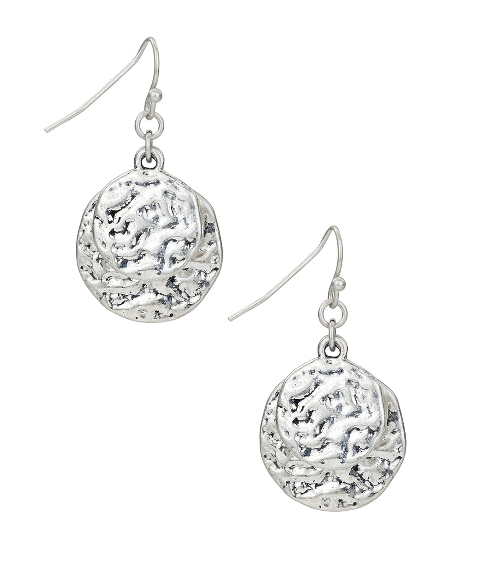 Female - Double Drop Earrings - Hammered Link - matte gold - by Patricia Nash - View 1 of 6