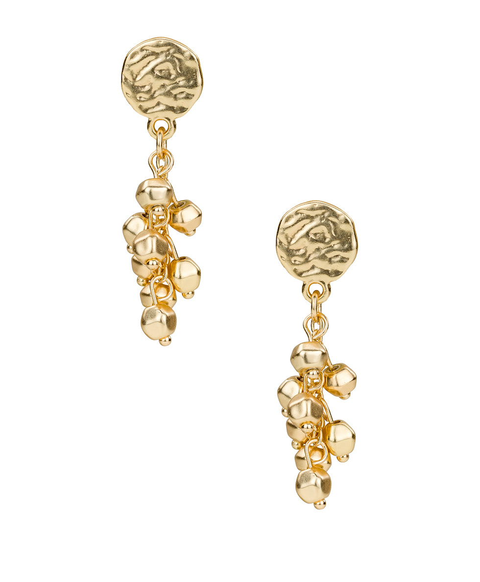 Female - Multi-Dangle Post Drop Earrings - Hammered Link - matte gold - by Patricia Nash - View 1 of 3