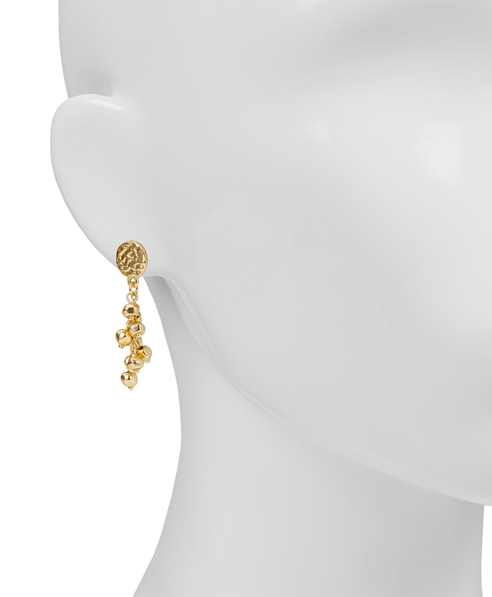 Female - Multi-Dangle Post Drop Earrings - Hammered Link - matte gold - by Patricia Nash - View 2 of 3