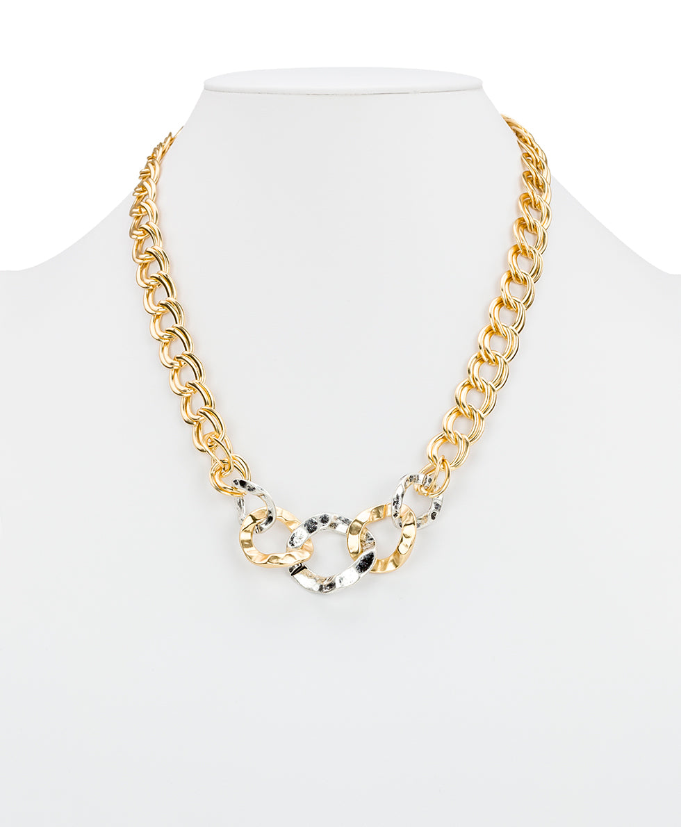 Female - Link Necklace - Hammered Link - matte gold - by Patricia Nash - View 2 of 2