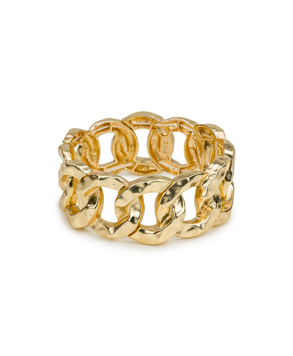 Female - Stretch Link Bracelet - Hammered Link - matte gold - by Patricia Nash - View 3 of 6