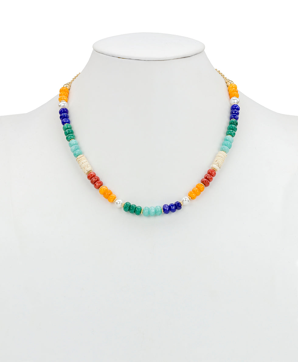 Female - Heart Pendant Modular Necklace - World Bead - matte gold - by Patricia Nash - View 4 of 6