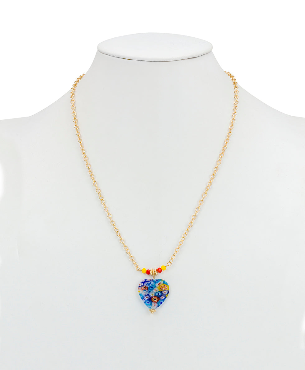 Female - Heart Pendant Modular Necklace - World Bead - matte gold - by Patricia Nash - View 5 of 6