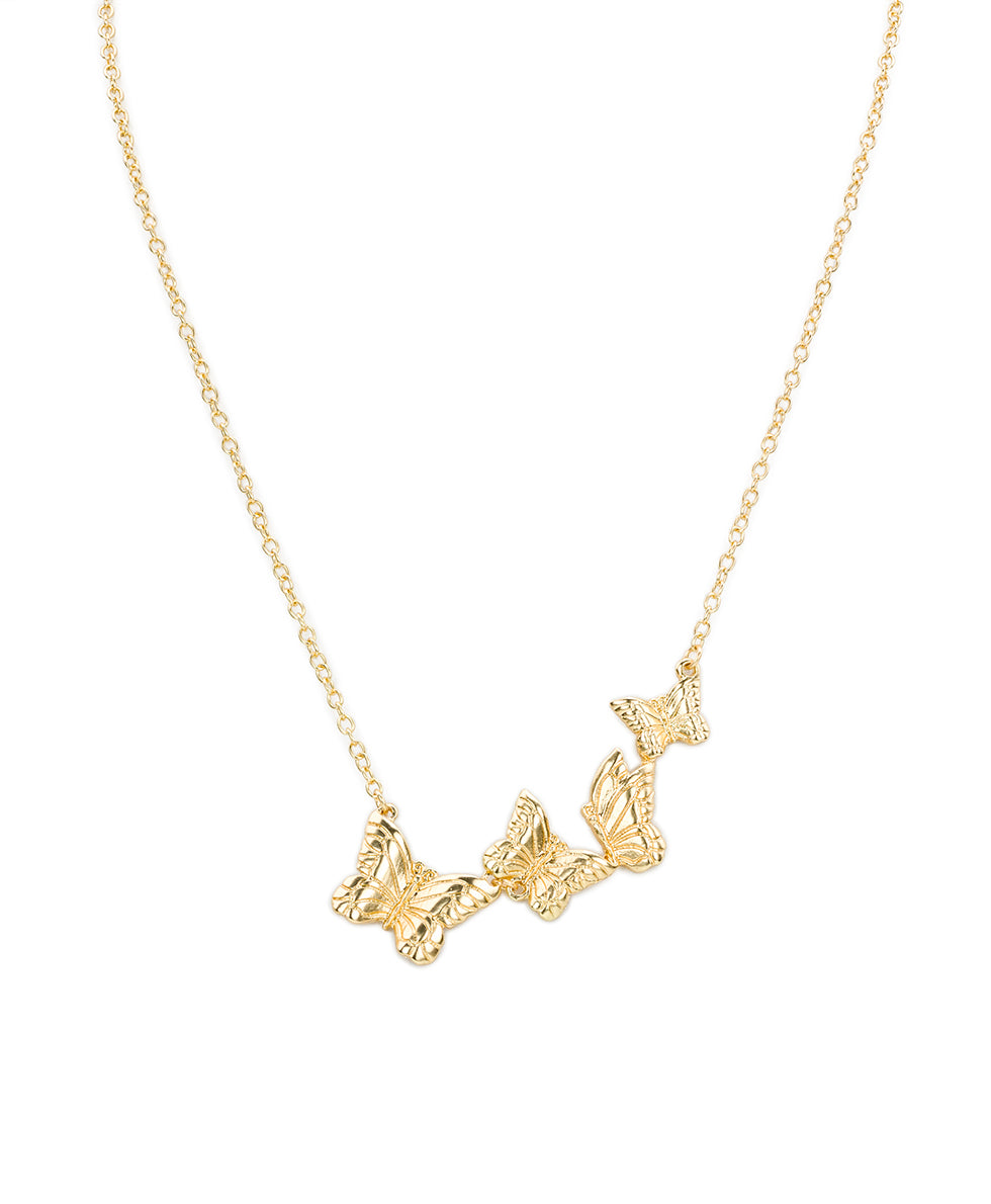 Female - Multi Butterfly Statement Necklace - Butterfly Collection - matte gold - by Patricia Nash - View 1 of 3