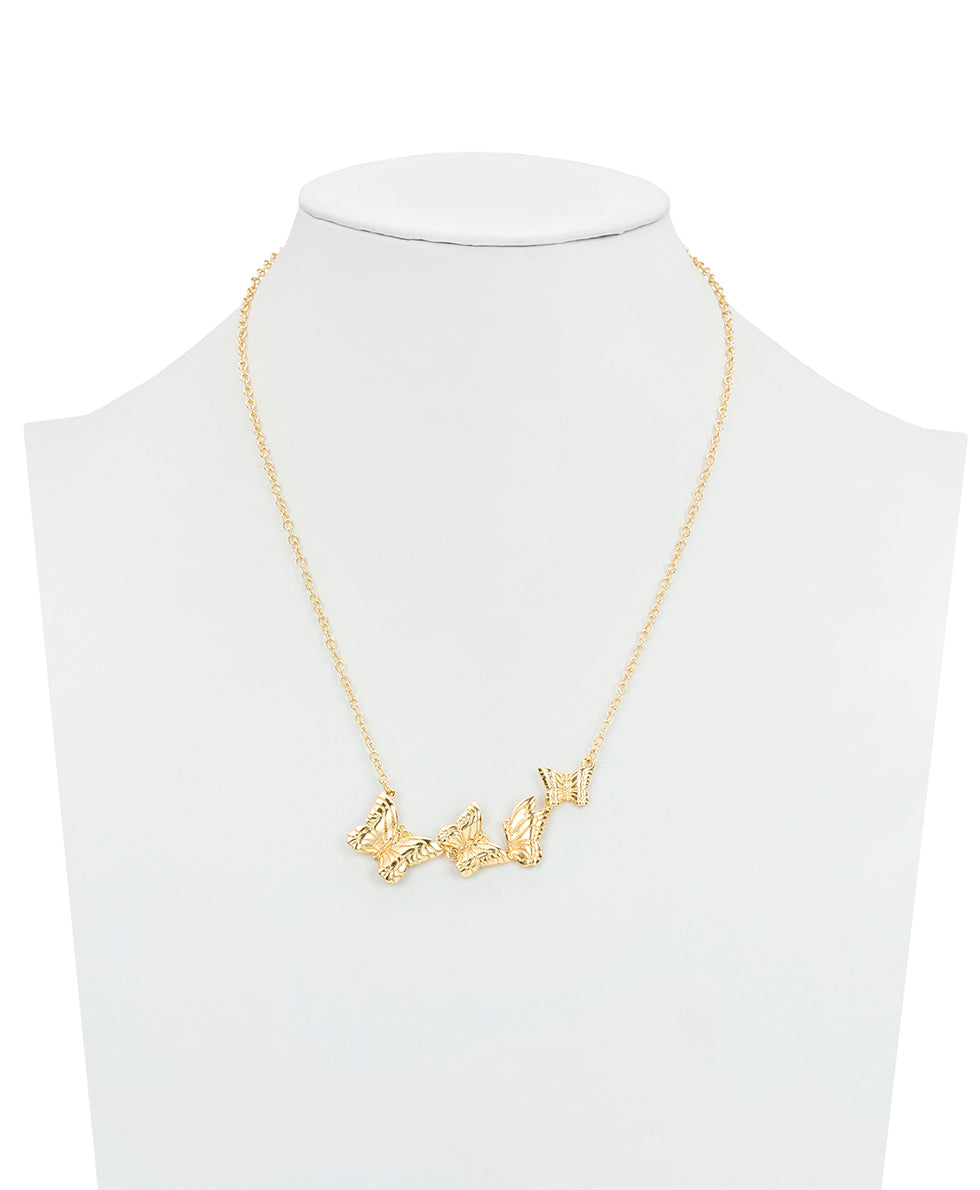 Female - Multi Butterfly Statement Necklace - Butterfly Collection - matte gold - by Patricia Nash - View 3 of 3