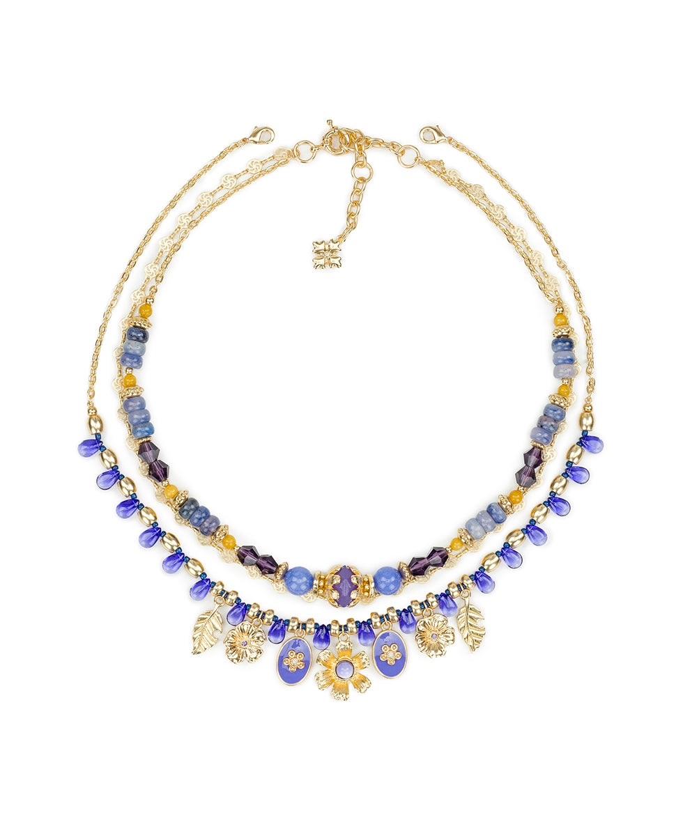 Female - Modular Three Strand Necklace - Aegean Blooms - egpytian gold - by Patricia Nash - View 2 of 5