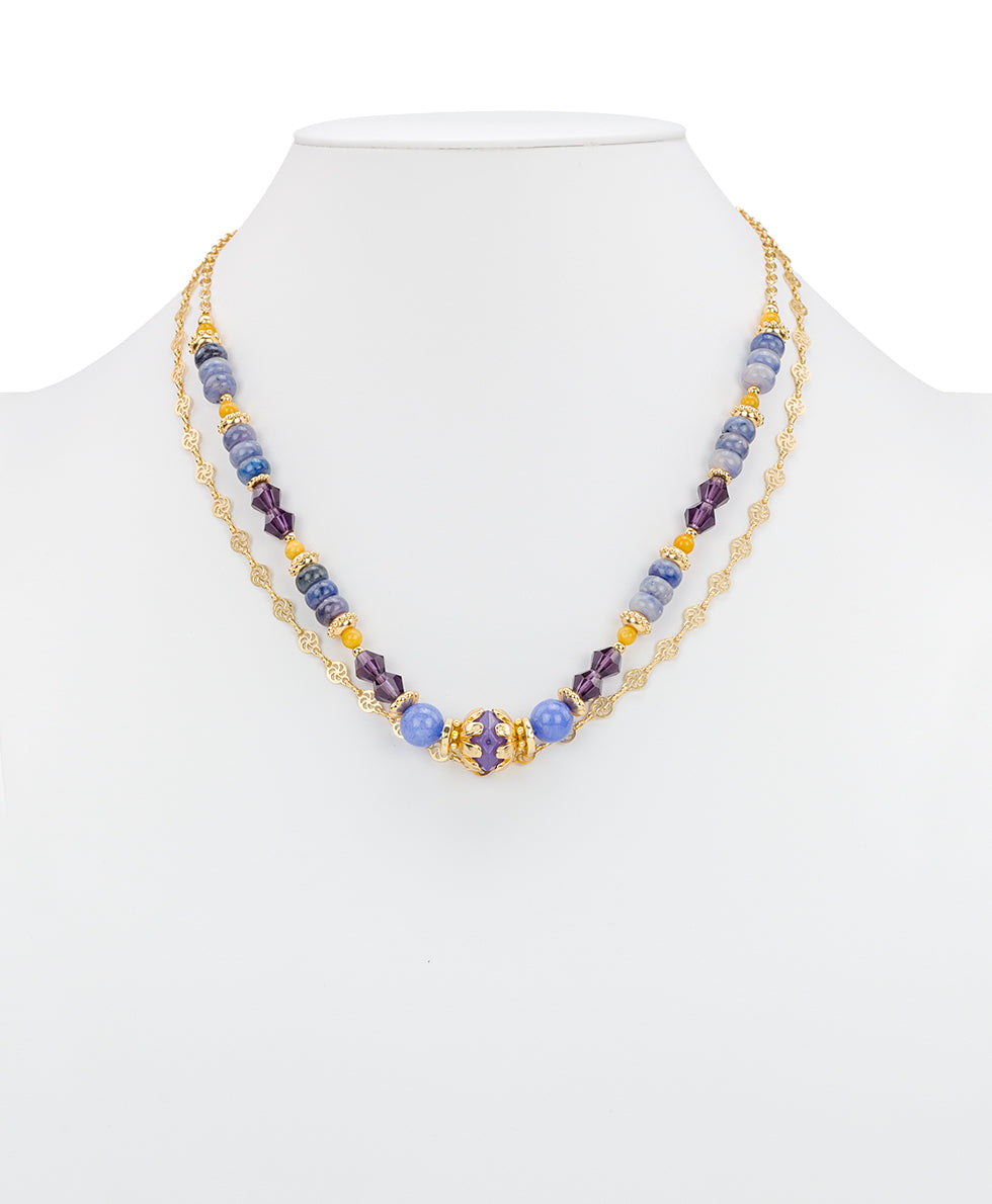 Female - Modular Three Strand Necklace - Aegean Blooms - egpytian gold - by Patricia Nash - View 4 of 5