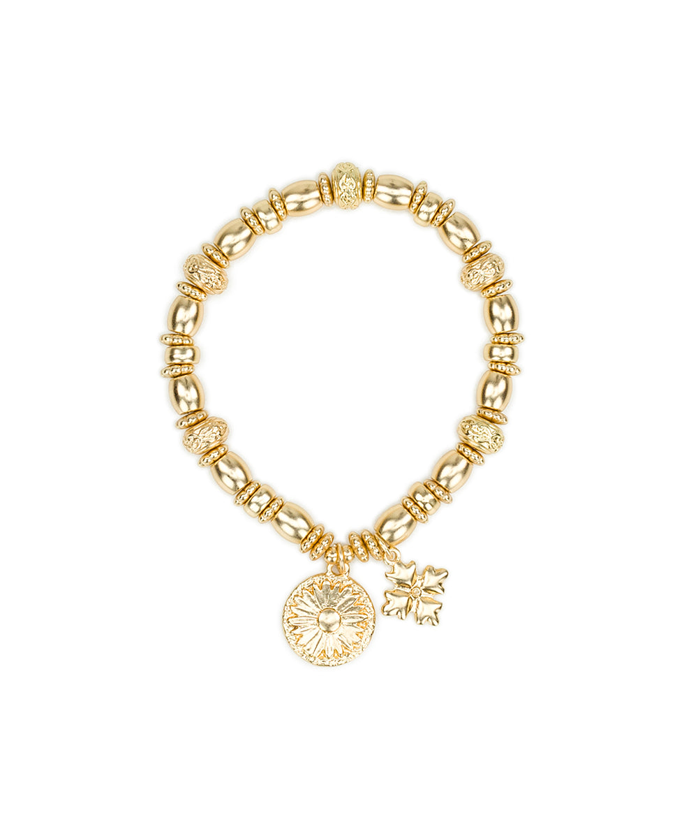 Female - Metal Stretch Bracelet - Aegean Blooms - egpytian gold - by Patricia Nash - View 1 of 3