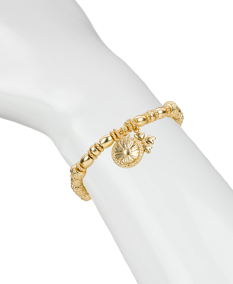 Female - Metal Stretch Bracelet - Aegean Blooms - egpytian gold - by Patricia Nash - View 3 of 3