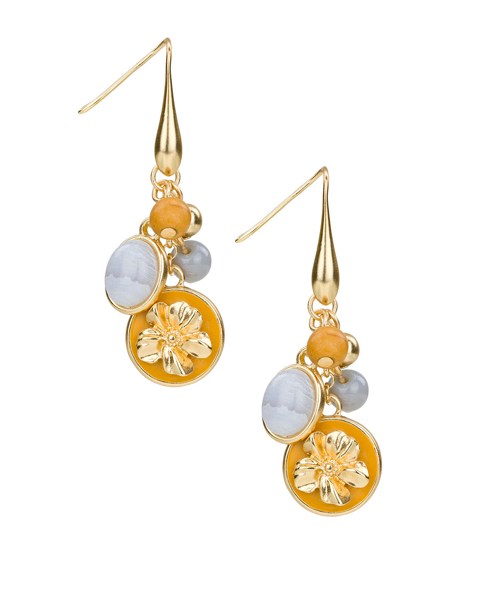 Female - Multi Charm Drop Earrings - Aegean Blooms - egpytian gold - by Patricia Nash - View 1 of 3