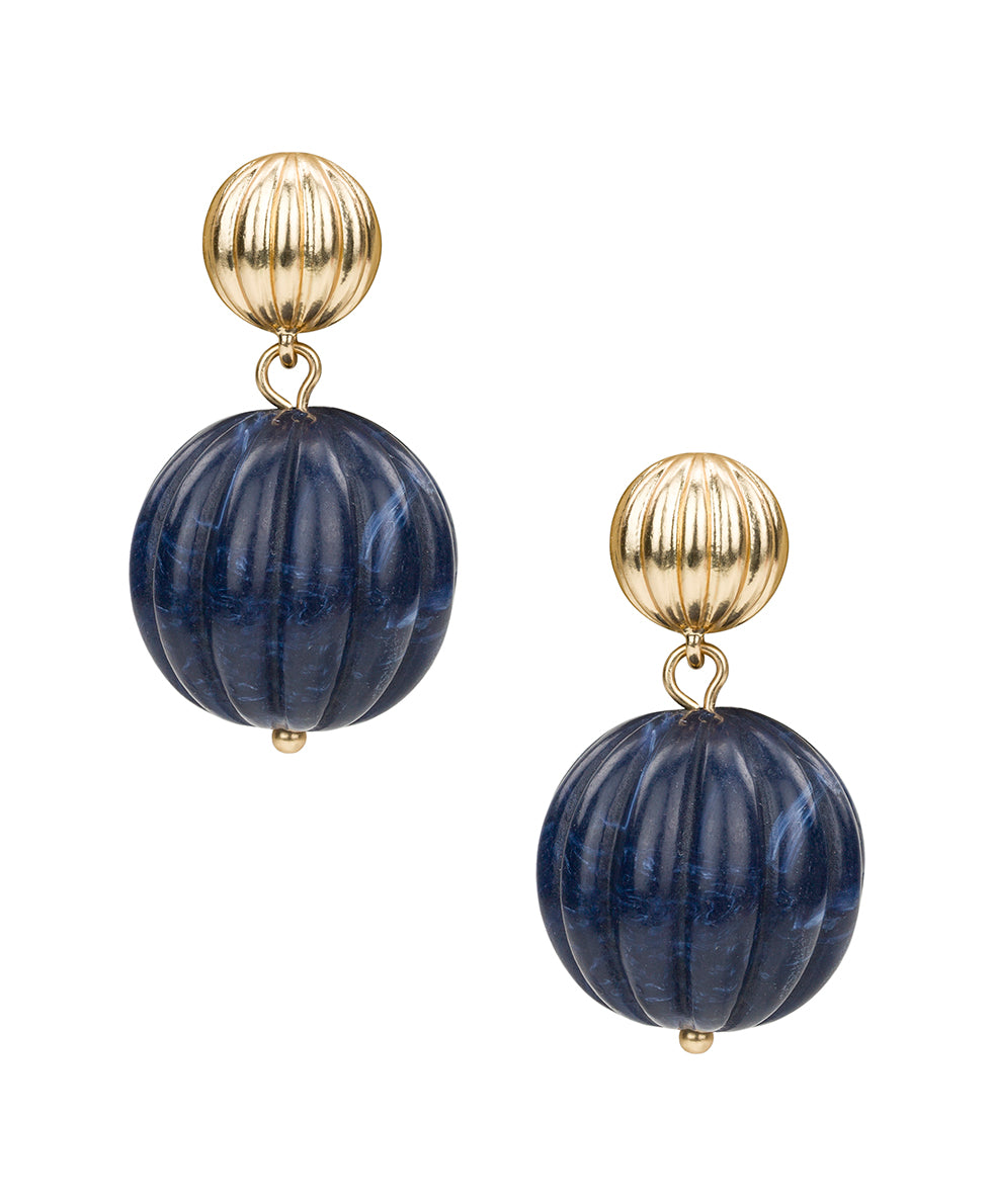 Female - Large Bead Drop Earrings - Scalloped Bead - red / gold - by Patricia Nash - View 1 of 6