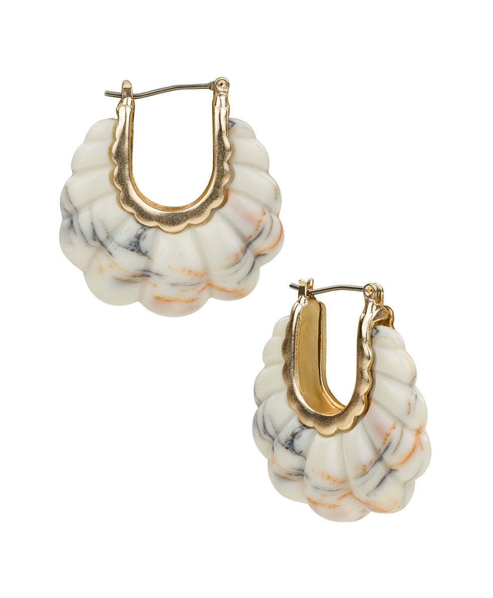 Female - Scalloped Hoop Earrings - Scalloped Bead - oxblood - by Patricia Nash - View 3 of 9