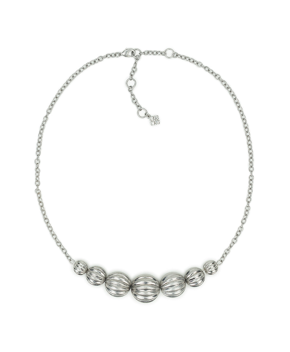 Female - Single Necklace - Scalloped Bead Collection - worn rhodium - by Patricia Nash - View 1 of 2