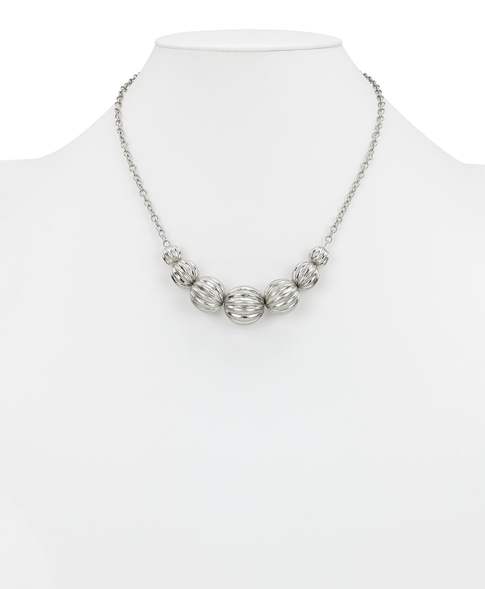 Female - Single Necklace - Scalloped Bead Collection - worn rhodium - by Patricia Nash - View 2 of 2