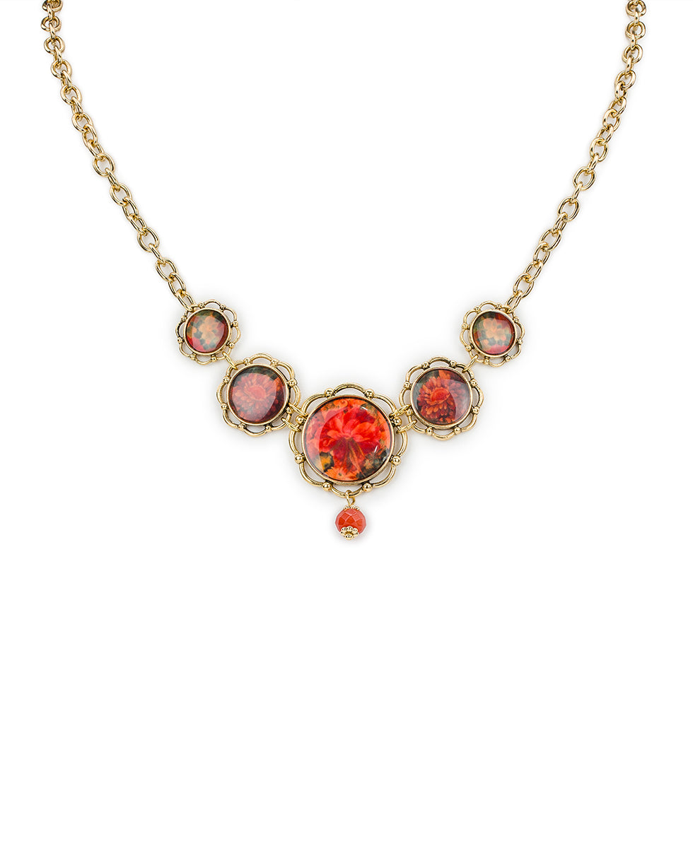 Female - Graduated Necklace - Multi Print - heritage red/antique gold - by Patricia Nash - View 1 of 3