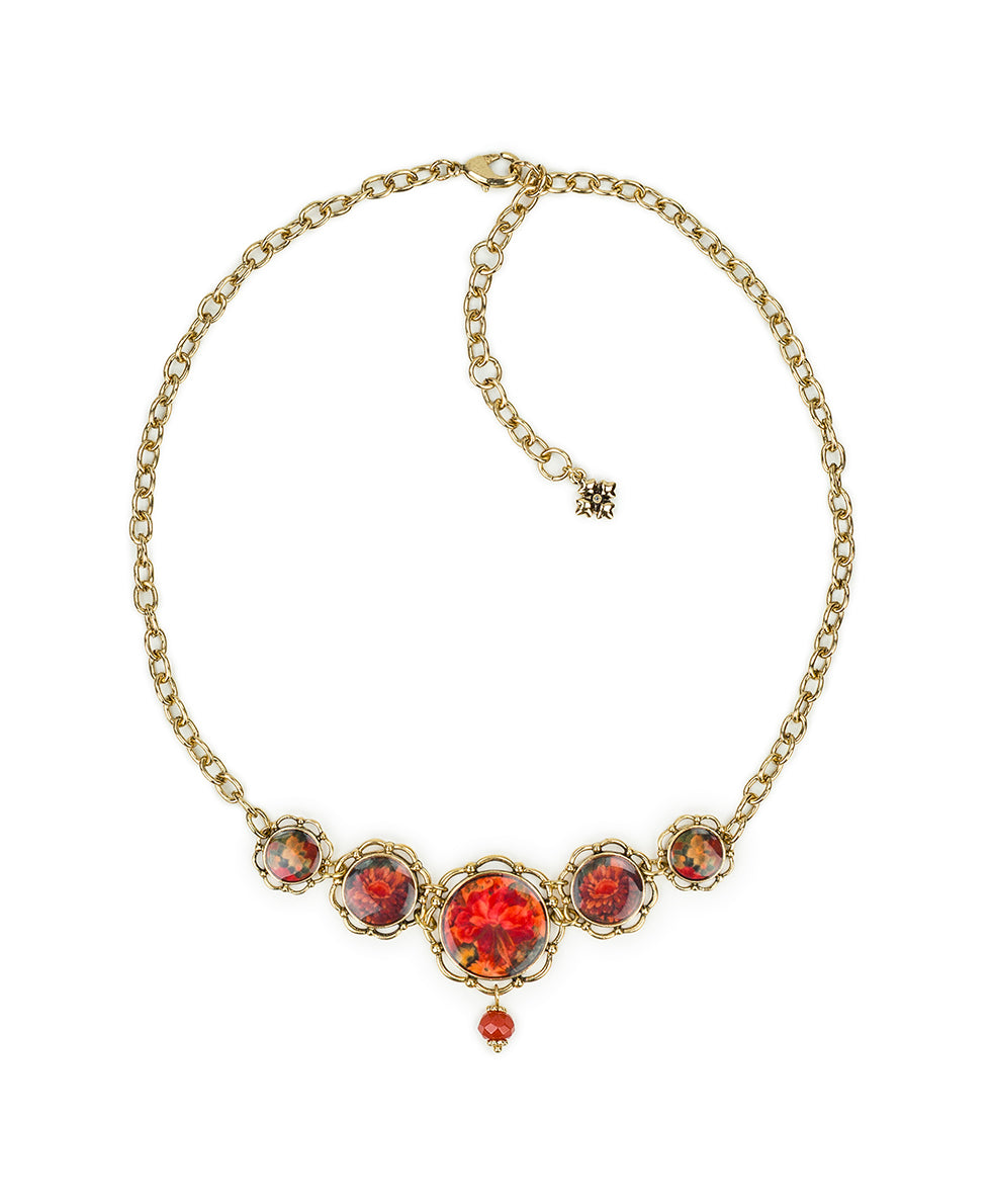 Female - Graduated Necklace - Multi Print - heritage red/antique gold - by Patricia Nash - View 2 of 3