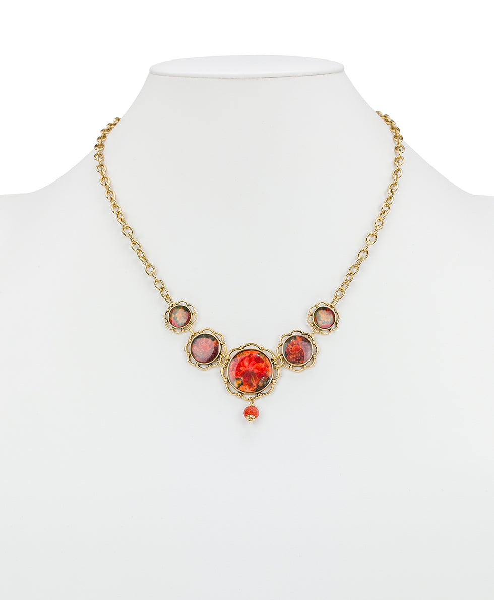 Female - Graduated Necklace - Multi Print - heritage red/antique gold - by Patricia Nash - View 3 of 3