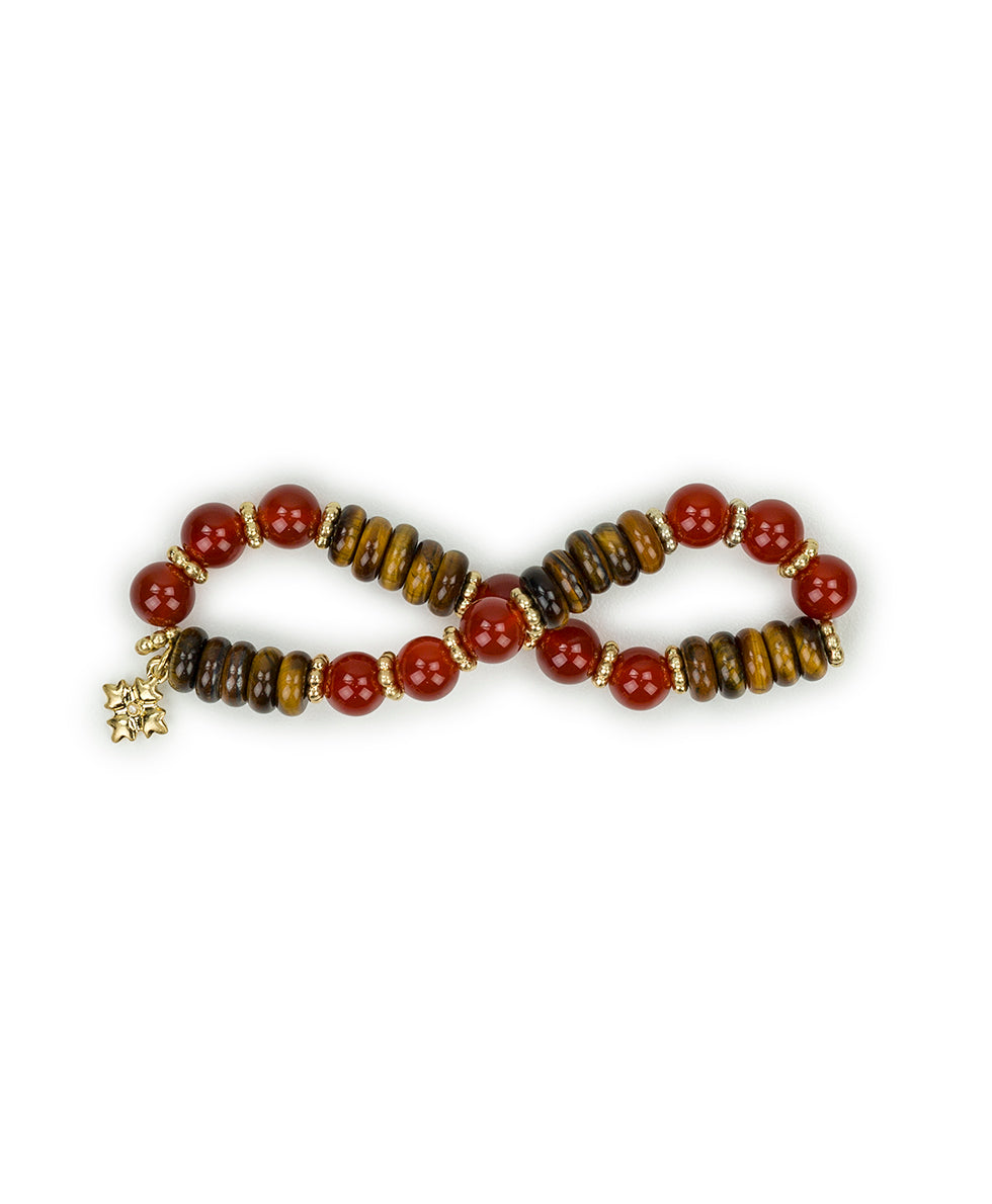 Female - Stretch Bracelet - Eclectic Bead - red/worn gold - by Patricia Nash - View 2 of 3