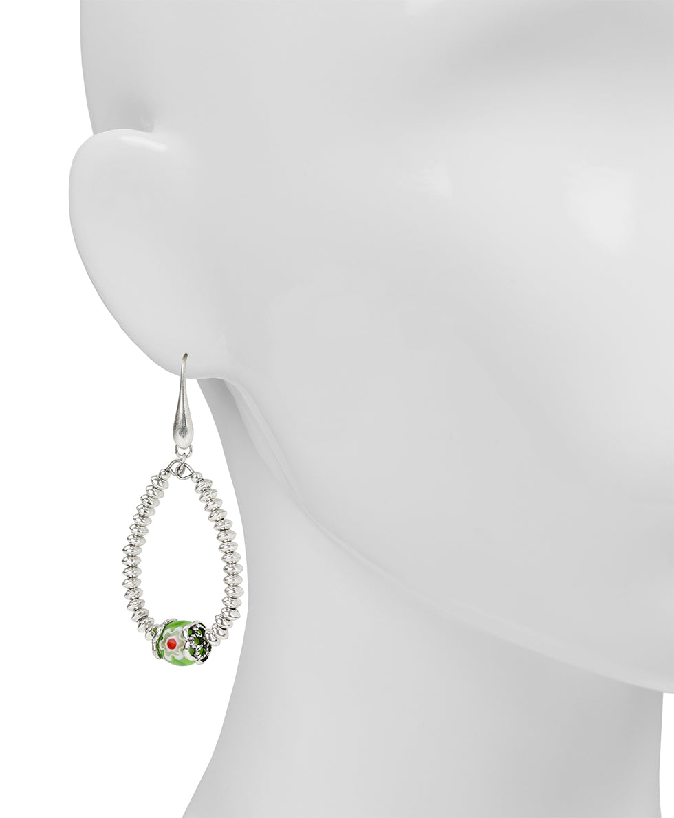 Female - Tear Drop Earrings - World Bead Collection - silver ox / blue - by Patricia Nash - View 4 of 9