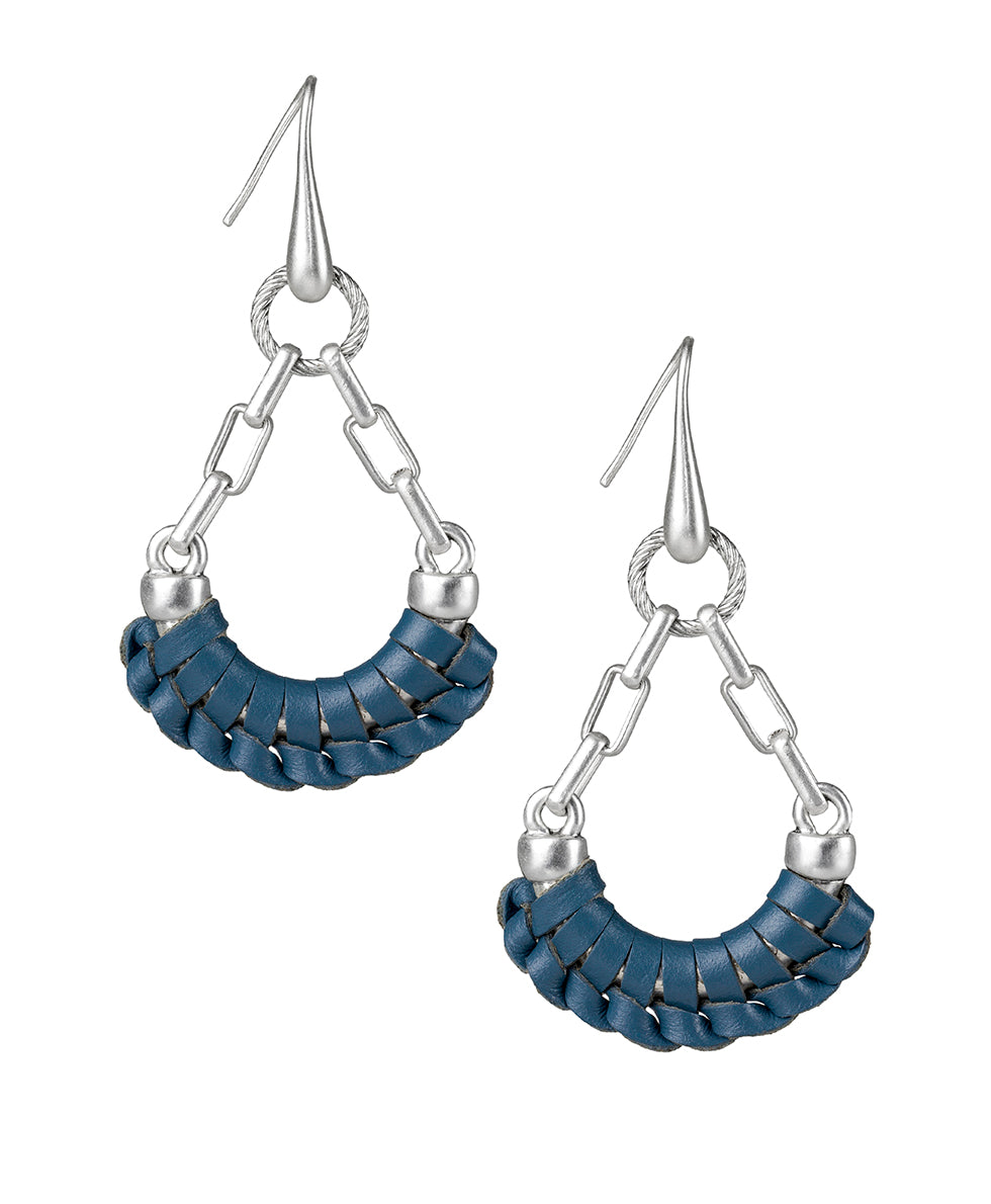 Fidelia Wrapped Leather Dangle Earrings - Wrapped - fuchsia / antique gold - by Patricia Nash - View 1 of 6